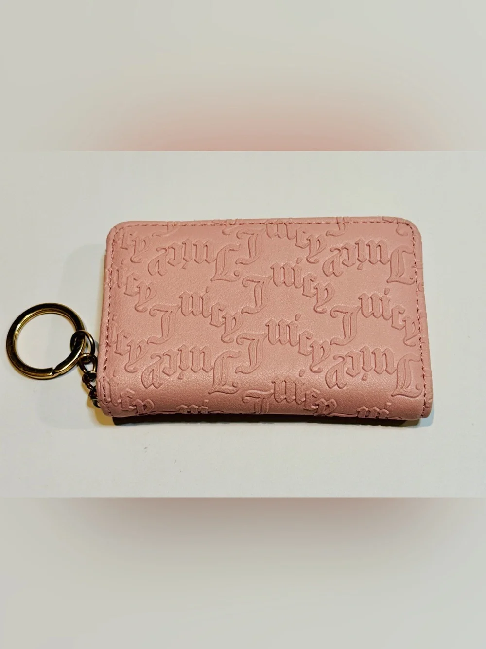 Juicy Couture Pink Rhinestone Logo Keychain Card Holder Wallet